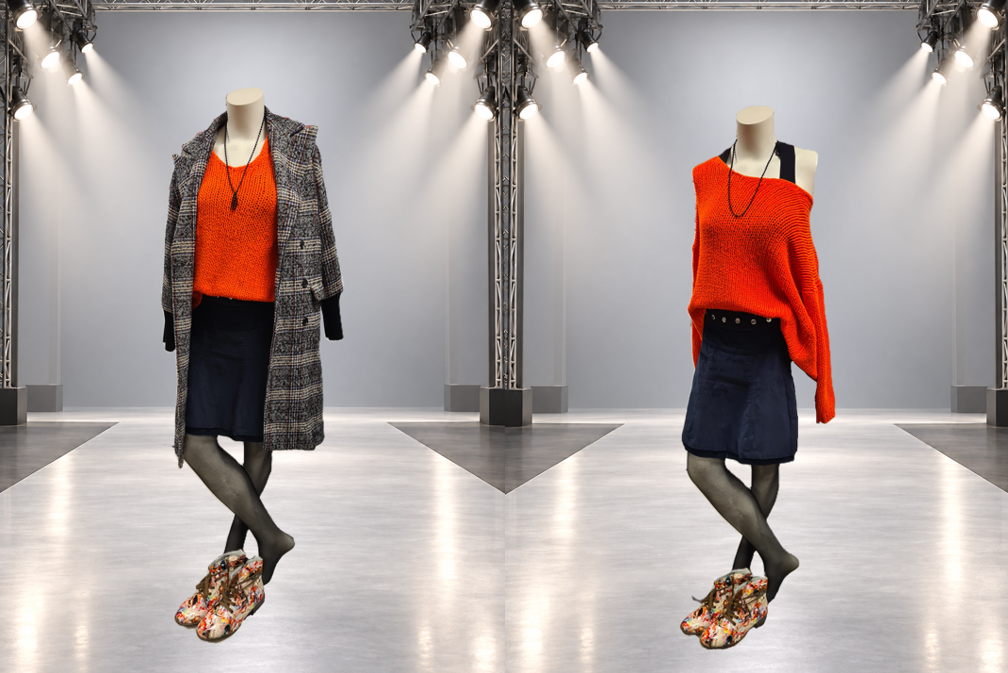 Herbstoutfit in Orange und Dunkelblau Herbstoutfit in Orange und Dunkelblau